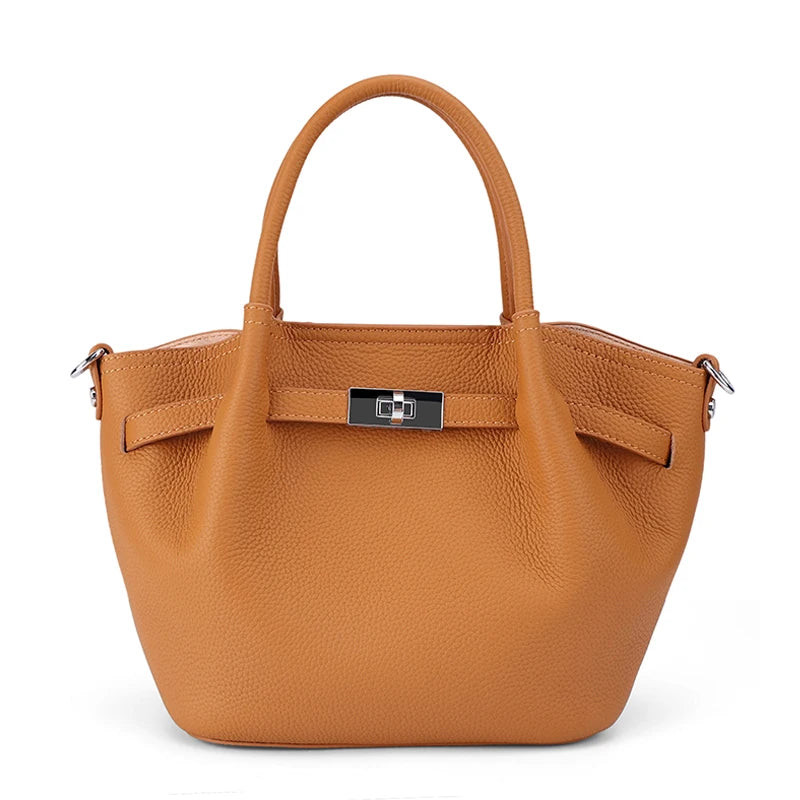 Genuine Leather Bucket Crossbody Bag