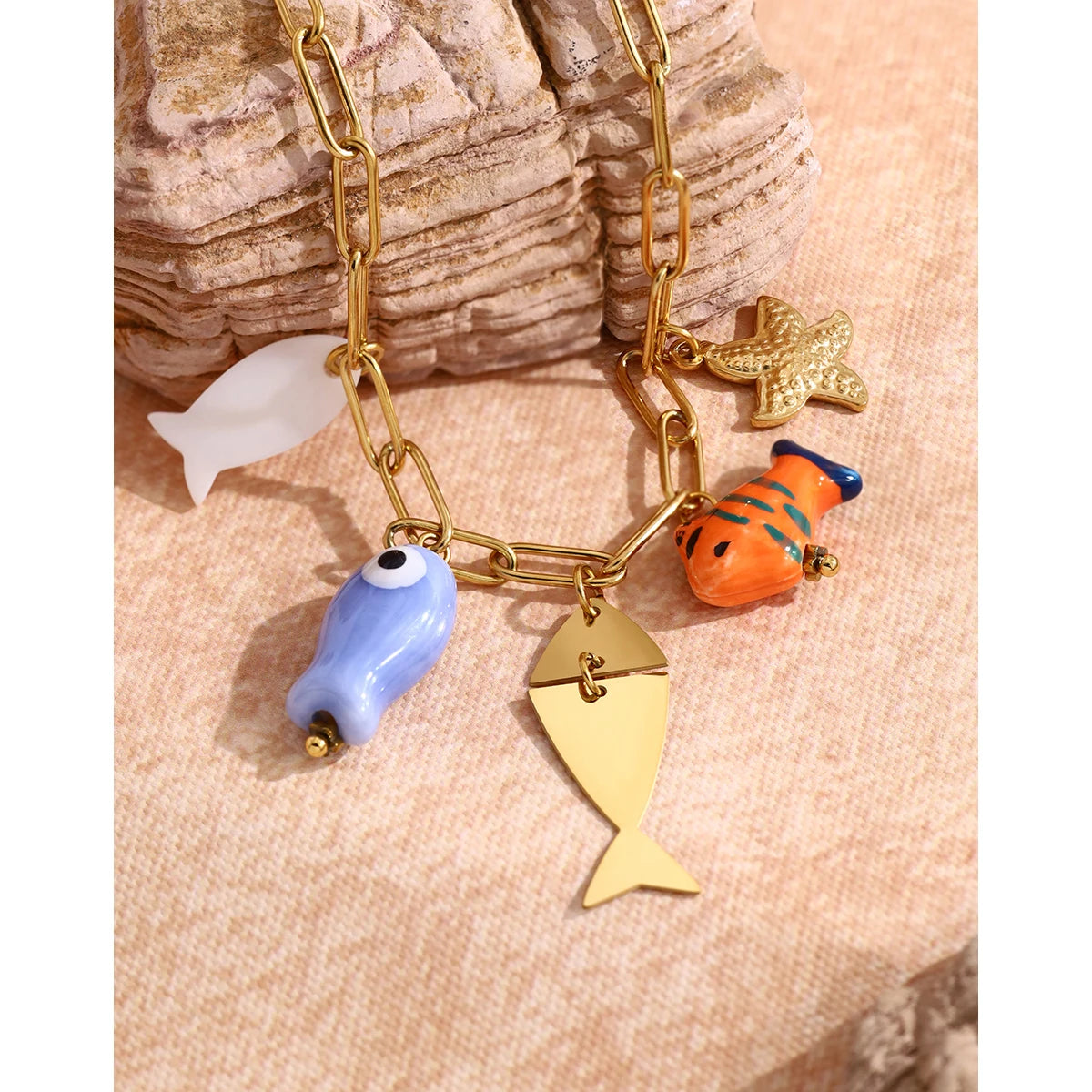 Ceramic Fish Charm Bracelet
