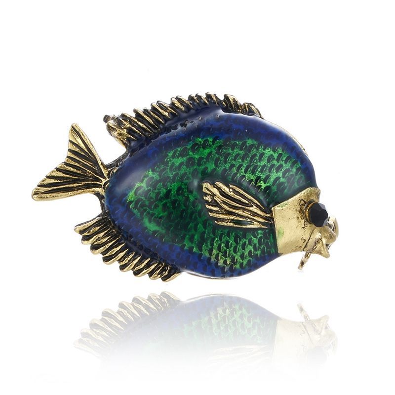 SKEDS Fashion Cute Fish Crystal Enamel Brooch Pin For Women Men Trendy Sea Animal Vintage Brooches Badges Clothes Jewerly Gift