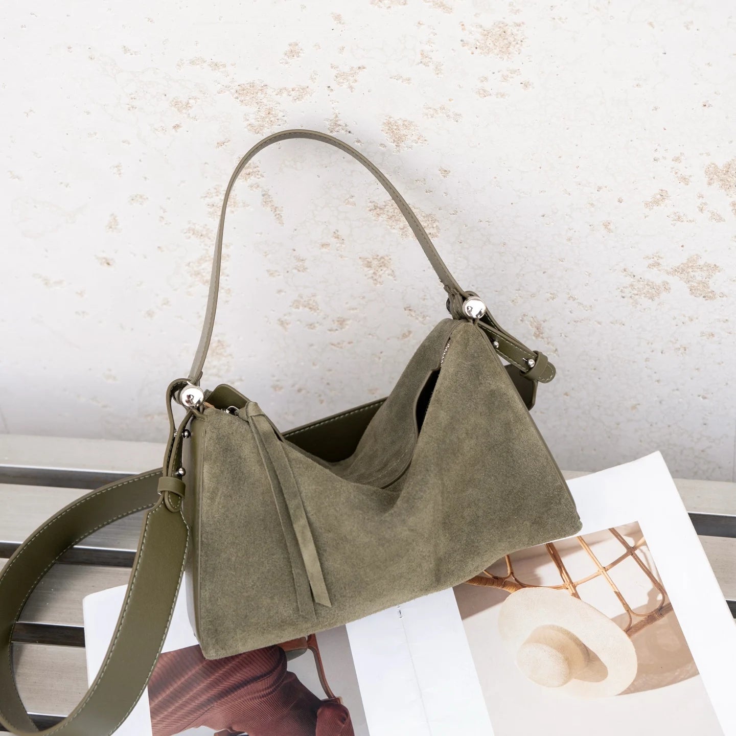 Genuine Leather Hobo Shoulder Bag