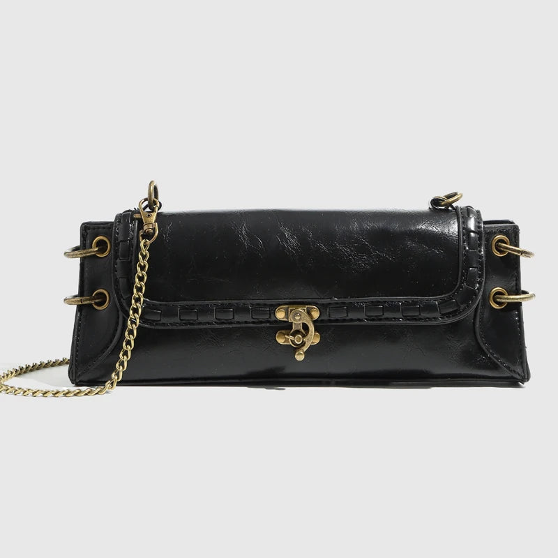 Vintage Turn-Lock Chain Clutch Bag