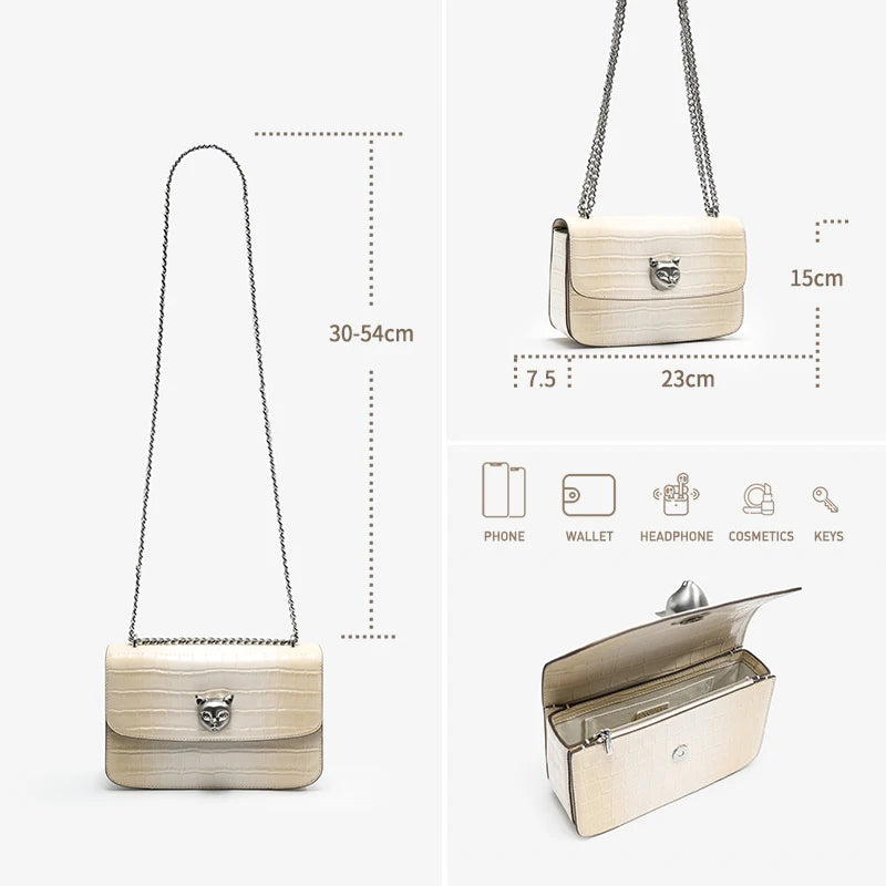 Croc Leather Square Crossbody Bag