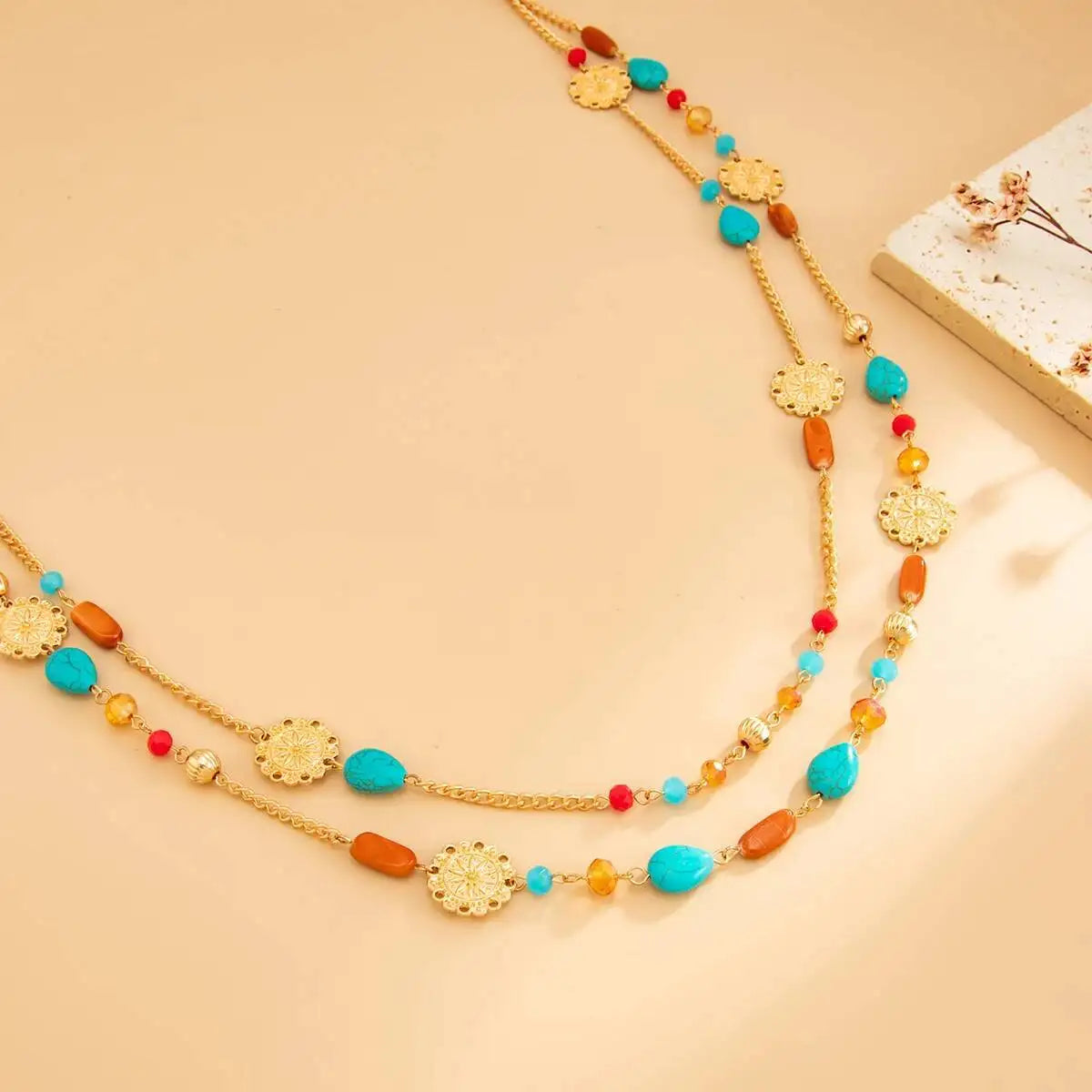 Boho Acrylic Beaded Pendant Necklace