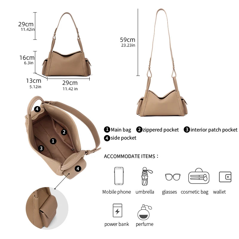 Minimalist Leather Hobo Bag