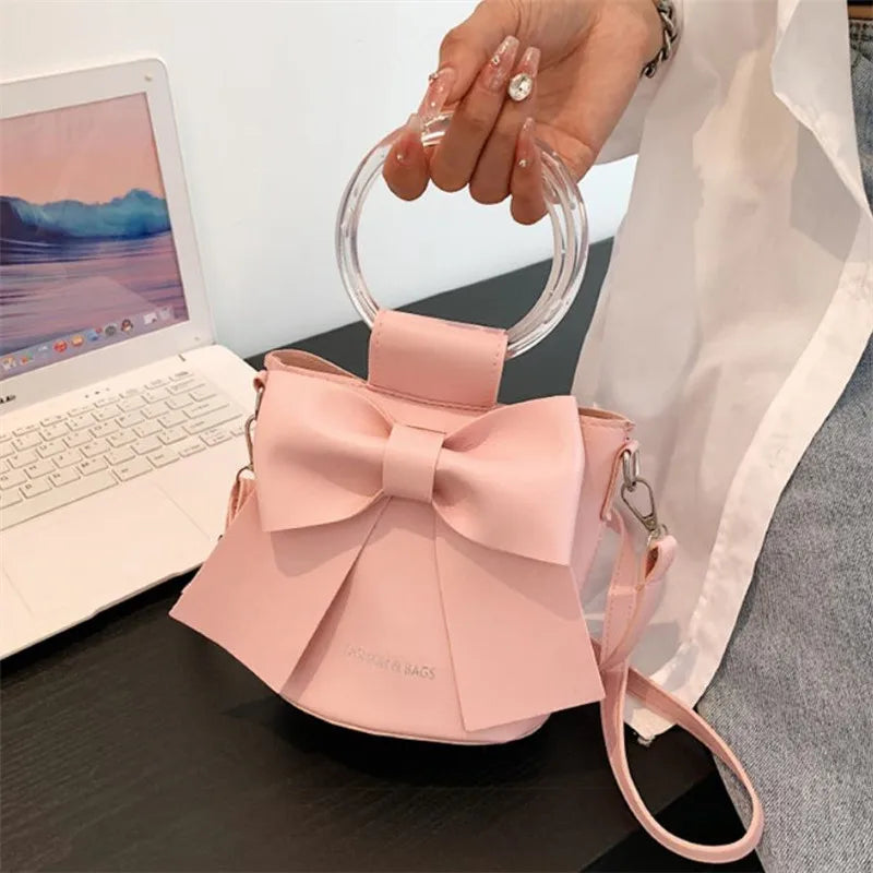 Bow Bucket Shoulder Crossbody Bag