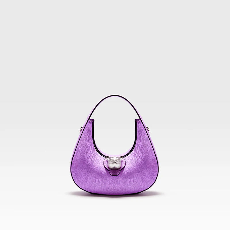 Purple Leather Shoulder Bag