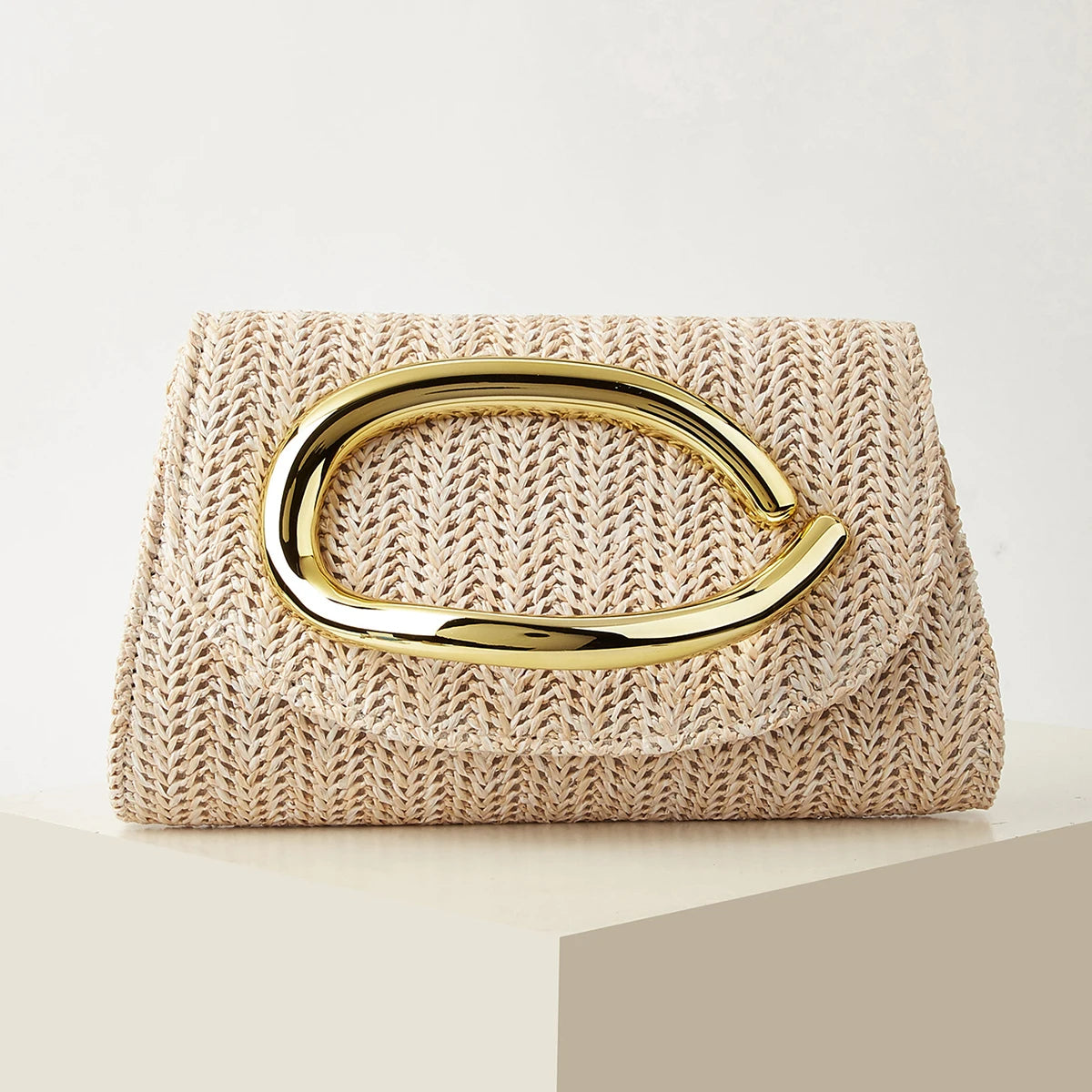 Woven Clutch Bag with Flap