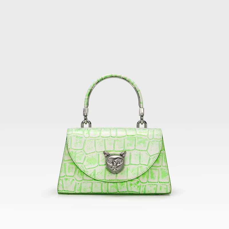 BAFELLI Cat Crocodile Leather Handbag