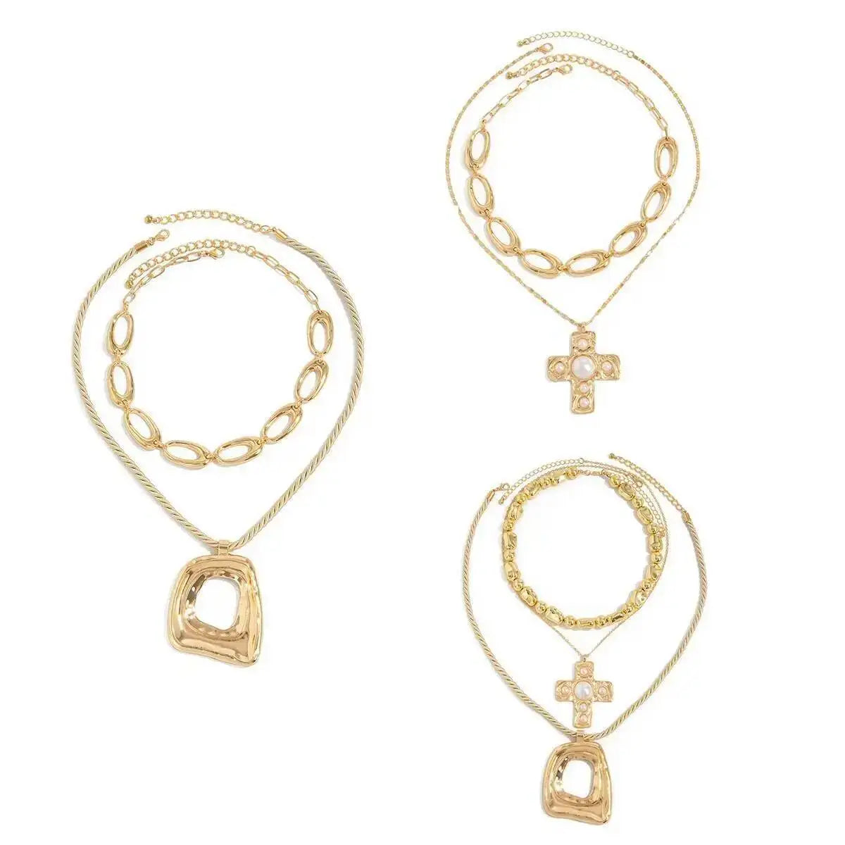 Geometric Square Necklace Set