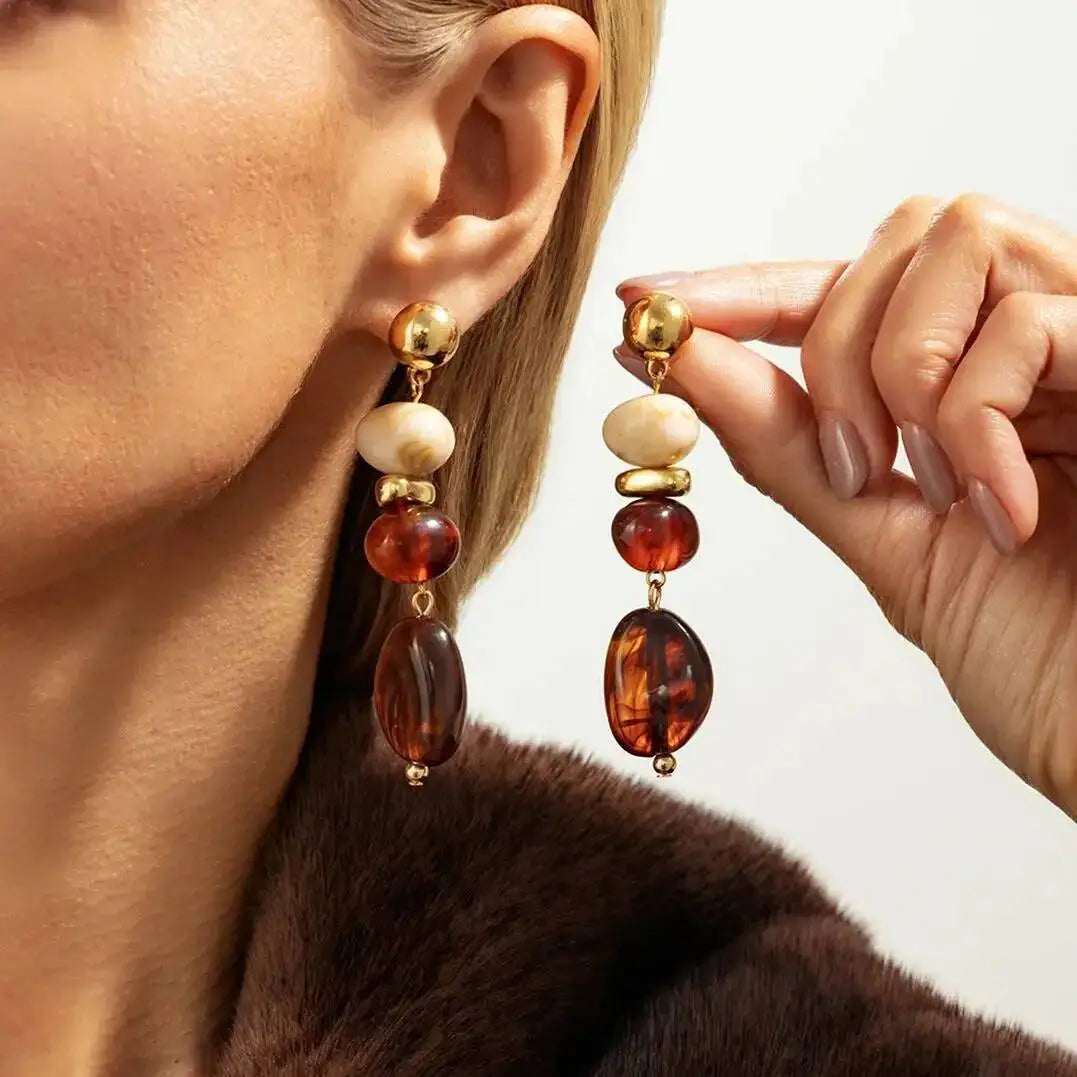 Vintage Resin Acrylic Geometric Pendant Earrings