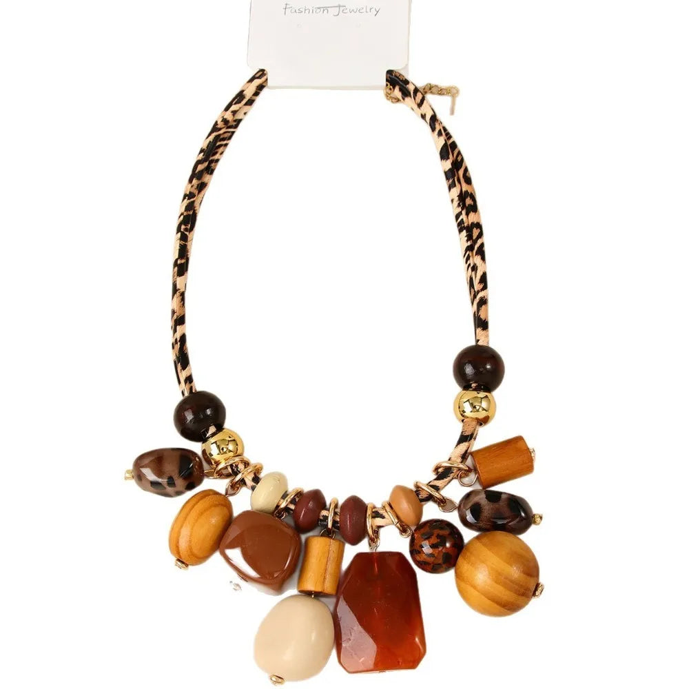 Leopard Resin Statement Necklace