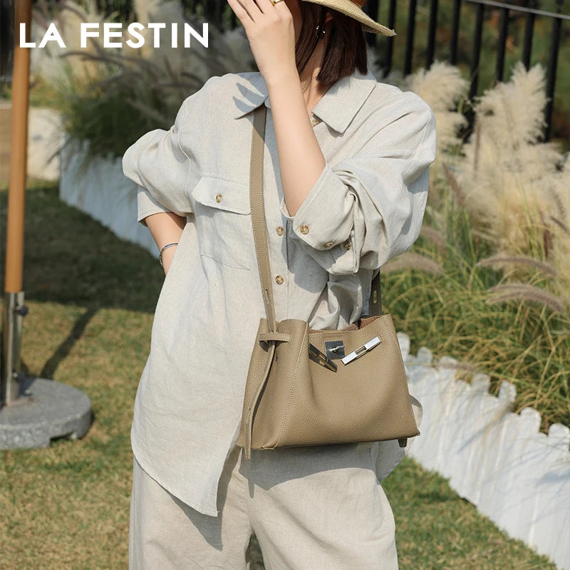 LA FESTIN Leather Shoulder Tote Bag