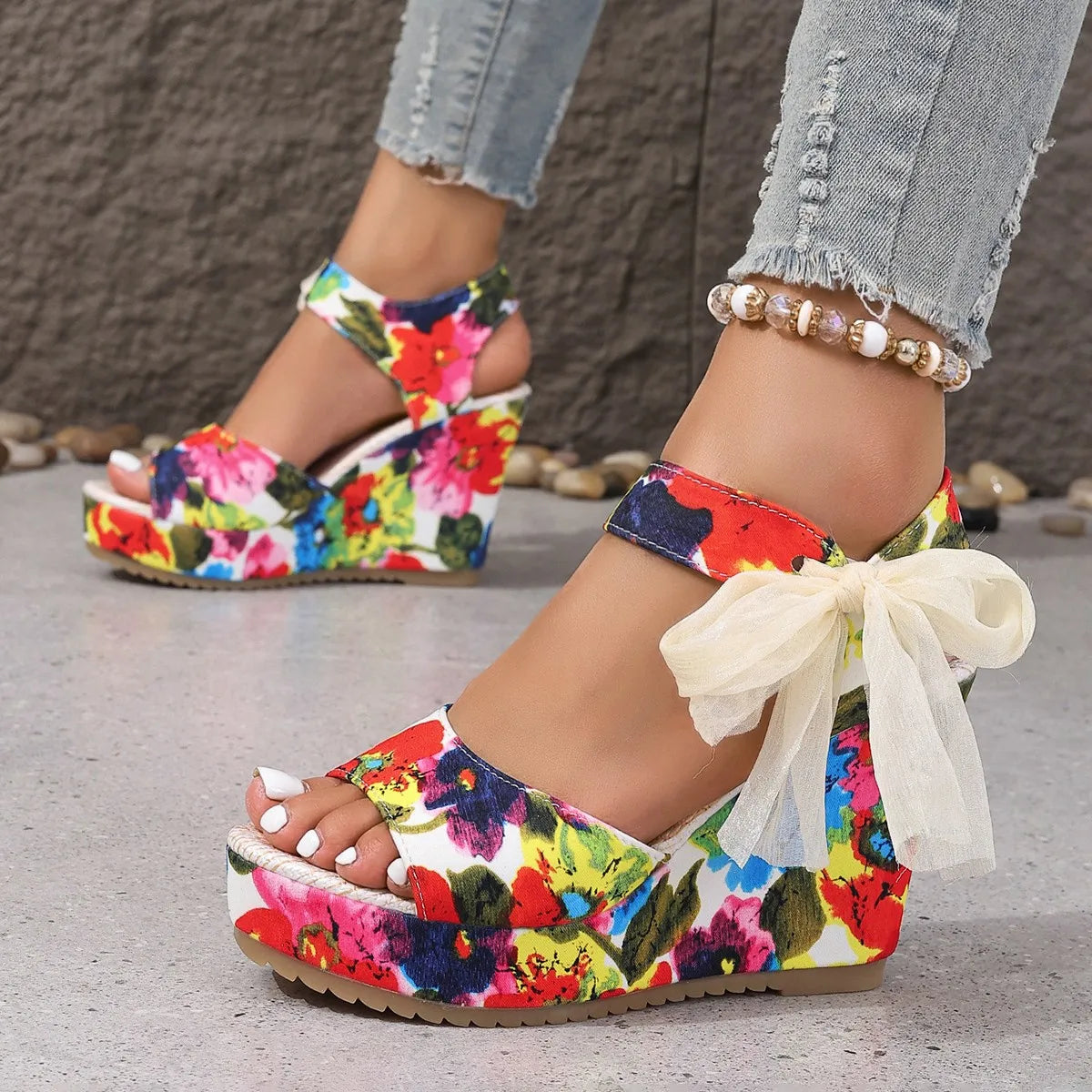 Comfortable Wedge Sandals Heel Buckle Fish Beak Sandals Waterproof