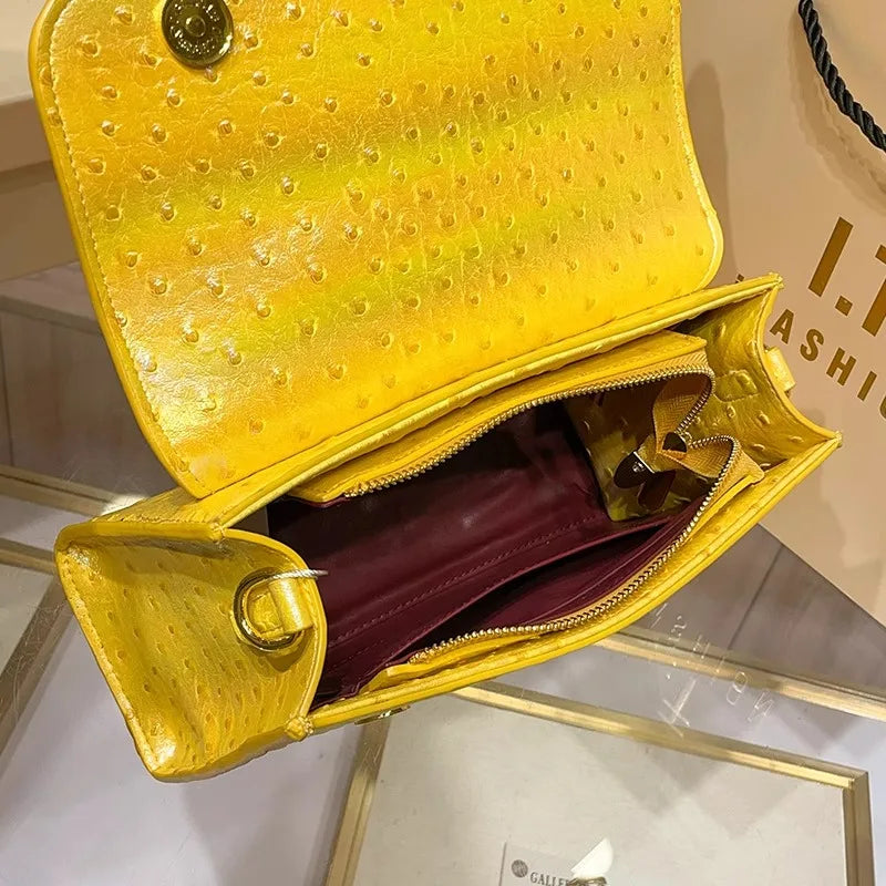 Ostrich Pattern Crossbody Handbag