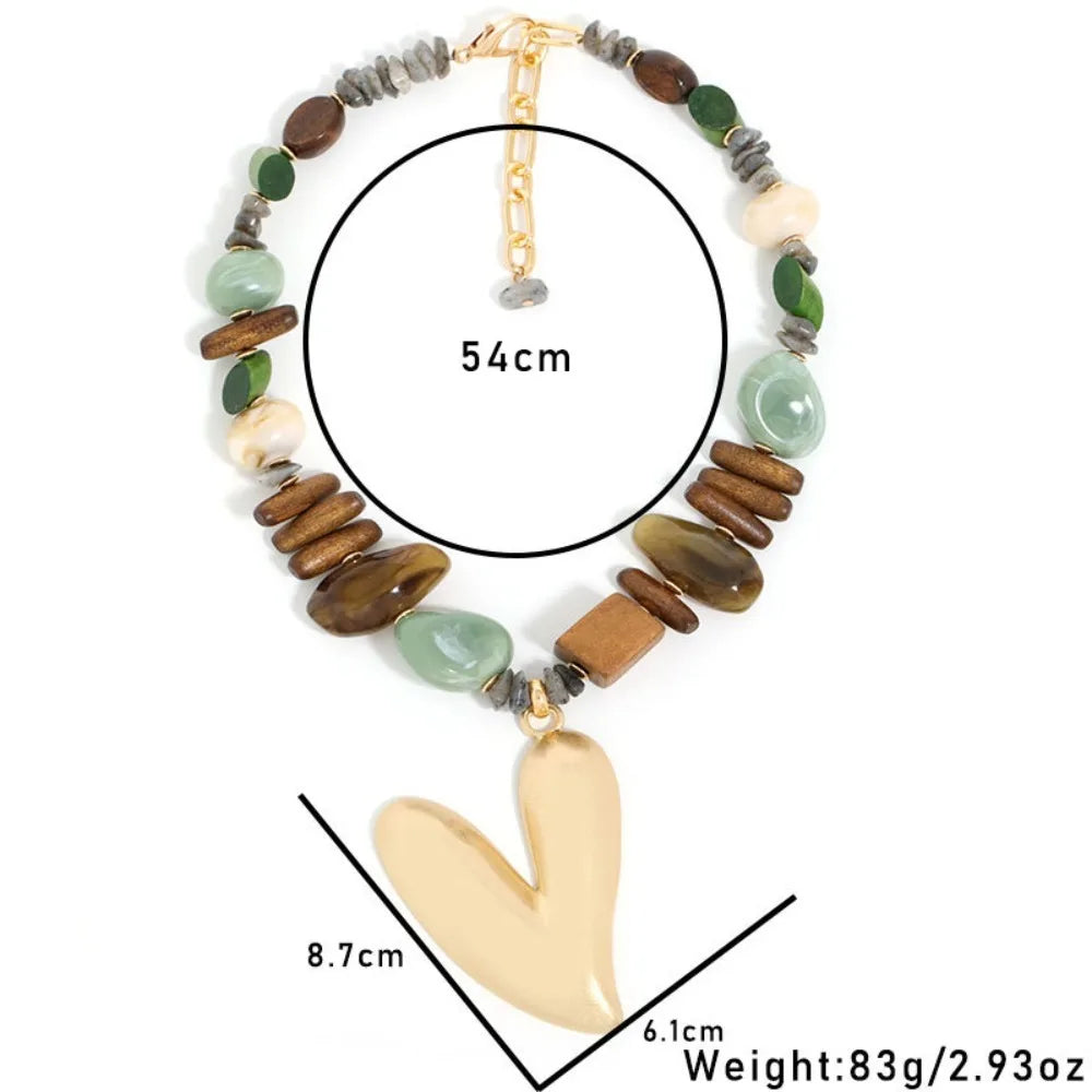 Bohemian Stone & Wood Necklace
