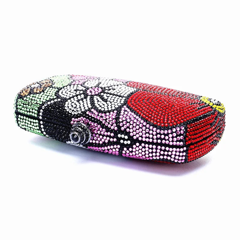 Floral Rhinestone Evening Clutch Bag