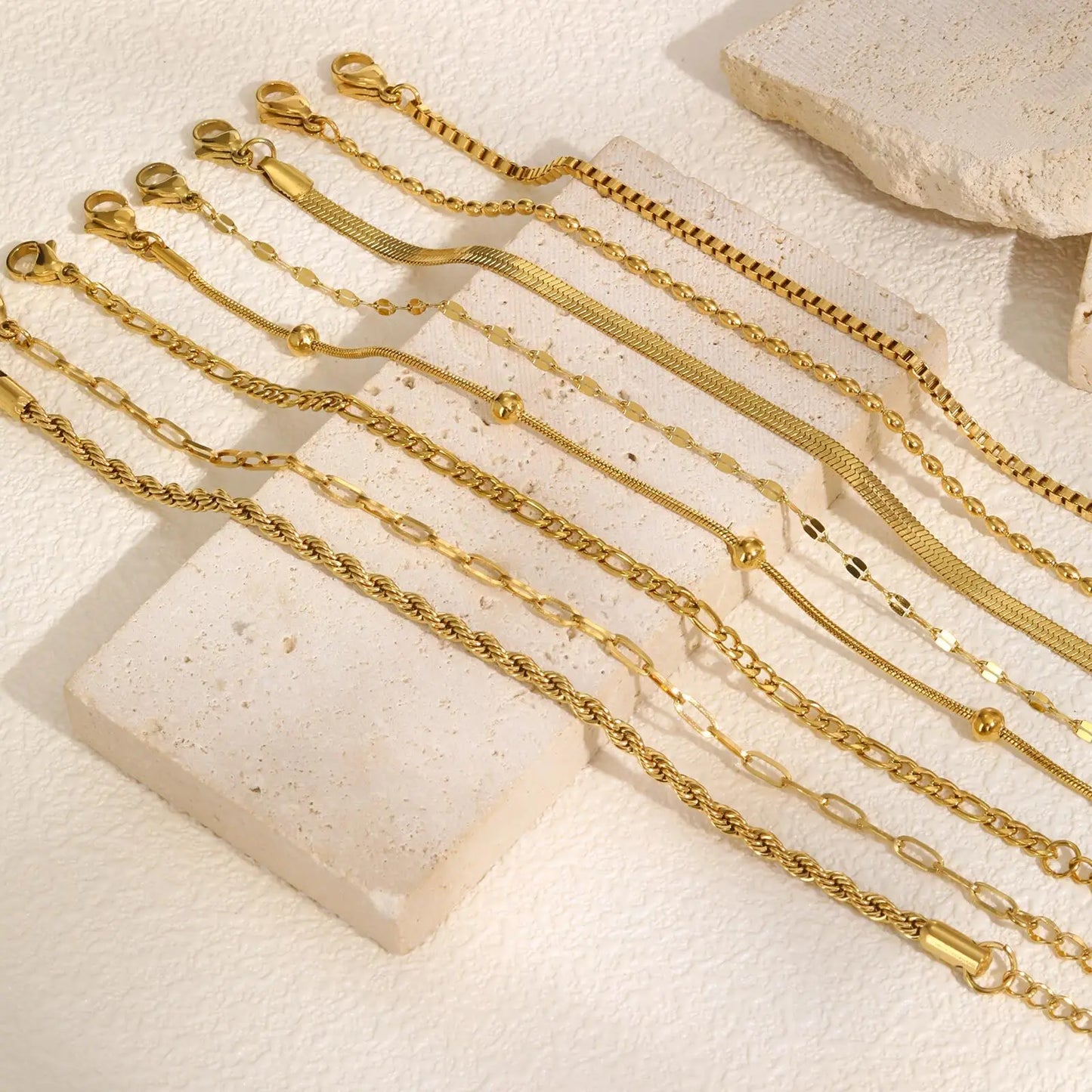 Non Tarnish Stainless Steel Bracelet Gold Plated Stackable, Thin