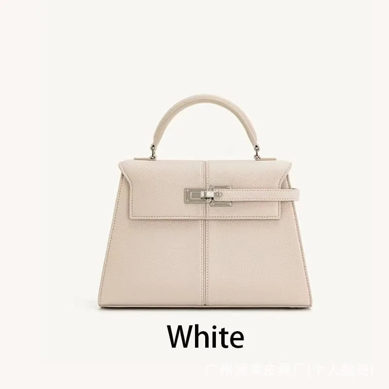 Genuine Leather Trapezoid Crossbody Bag
