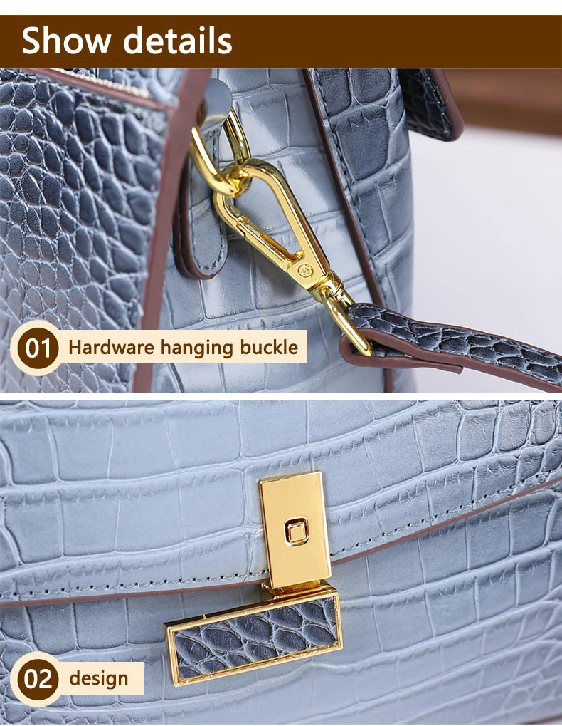 Large Crocodile Pattern Handbag