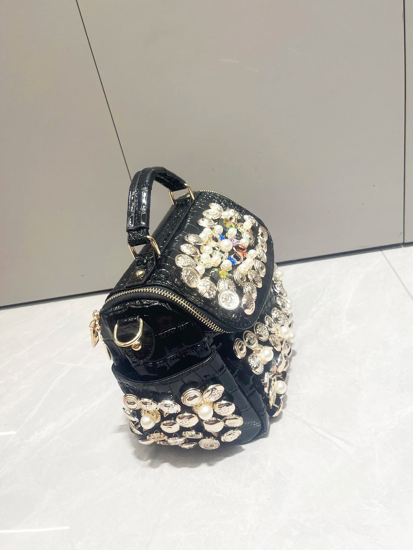 Luxury Black Handmade Bucket Shoulder Bag