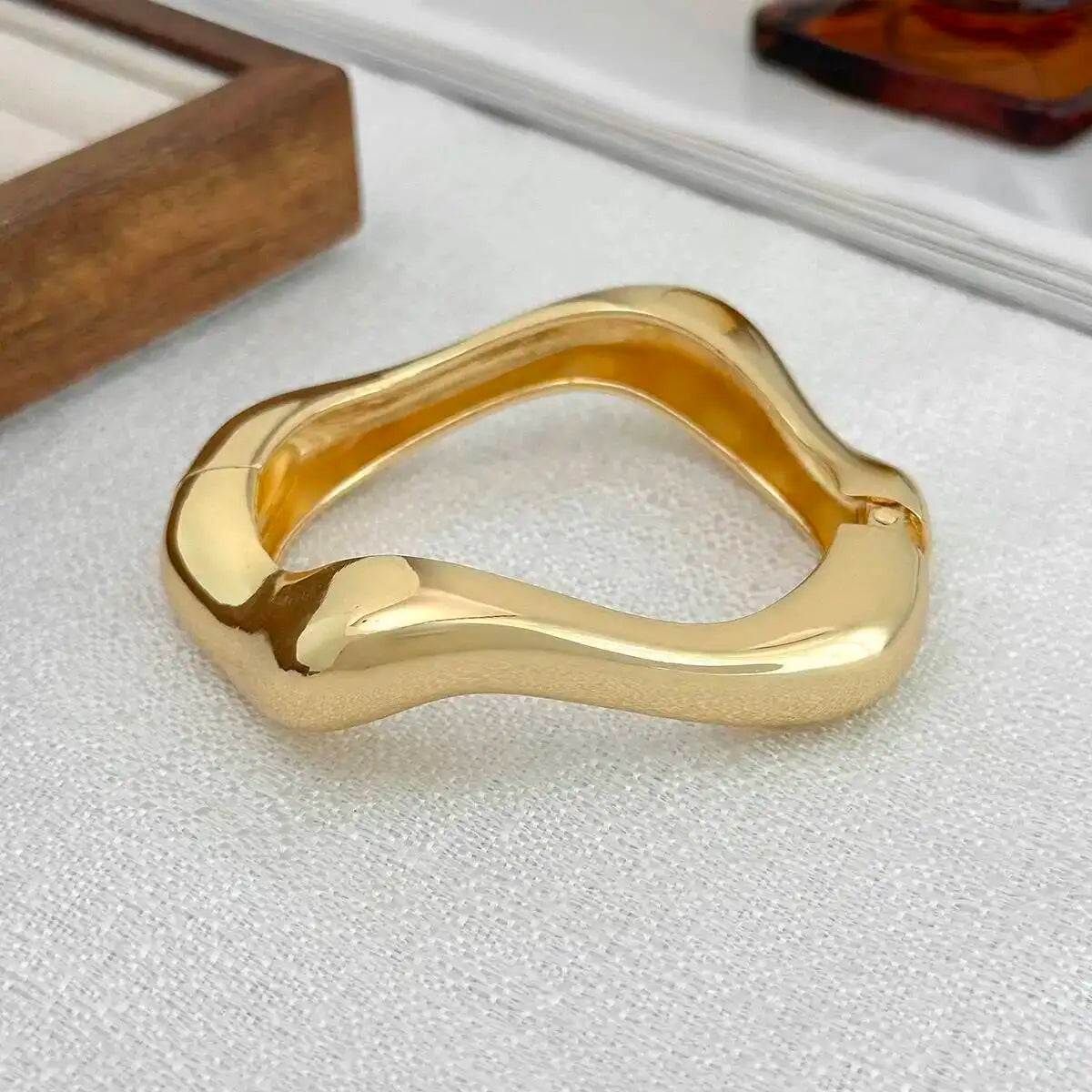 Bohemian Resin Acrylic Bracelet Punk Smooth Metal Open Bangle