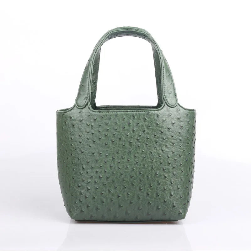 Luxury ostrich-patterned multipurpose tote. 