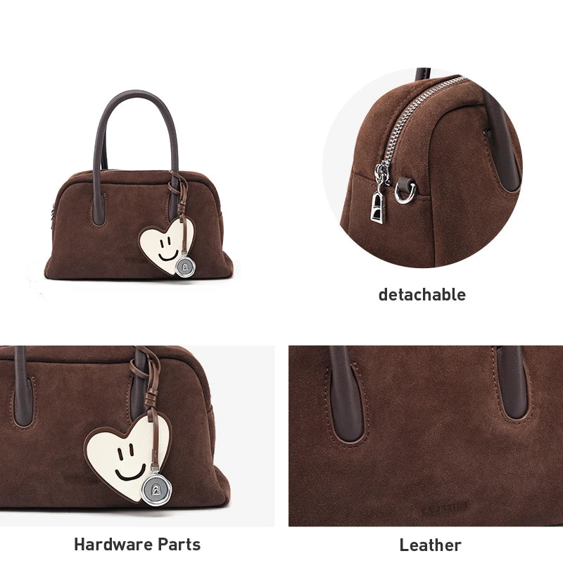 LA FESTIN Suede Boston Bag