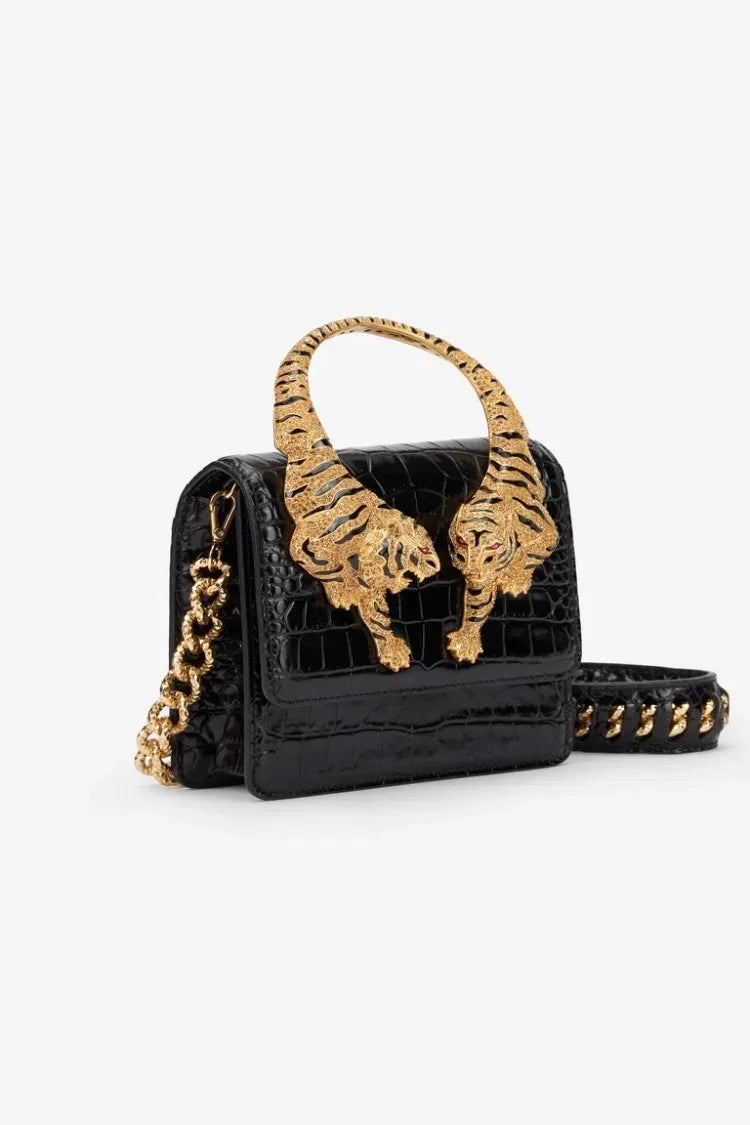 Croc Embossed Crystal Shoulder Bag