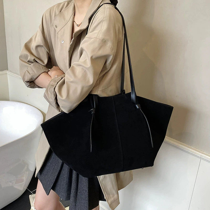 Suede Wing Tote Shoulder Bag