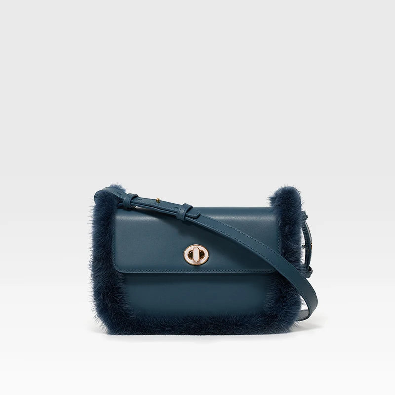 BAFELLI Fur & Leather Crossbody Bag