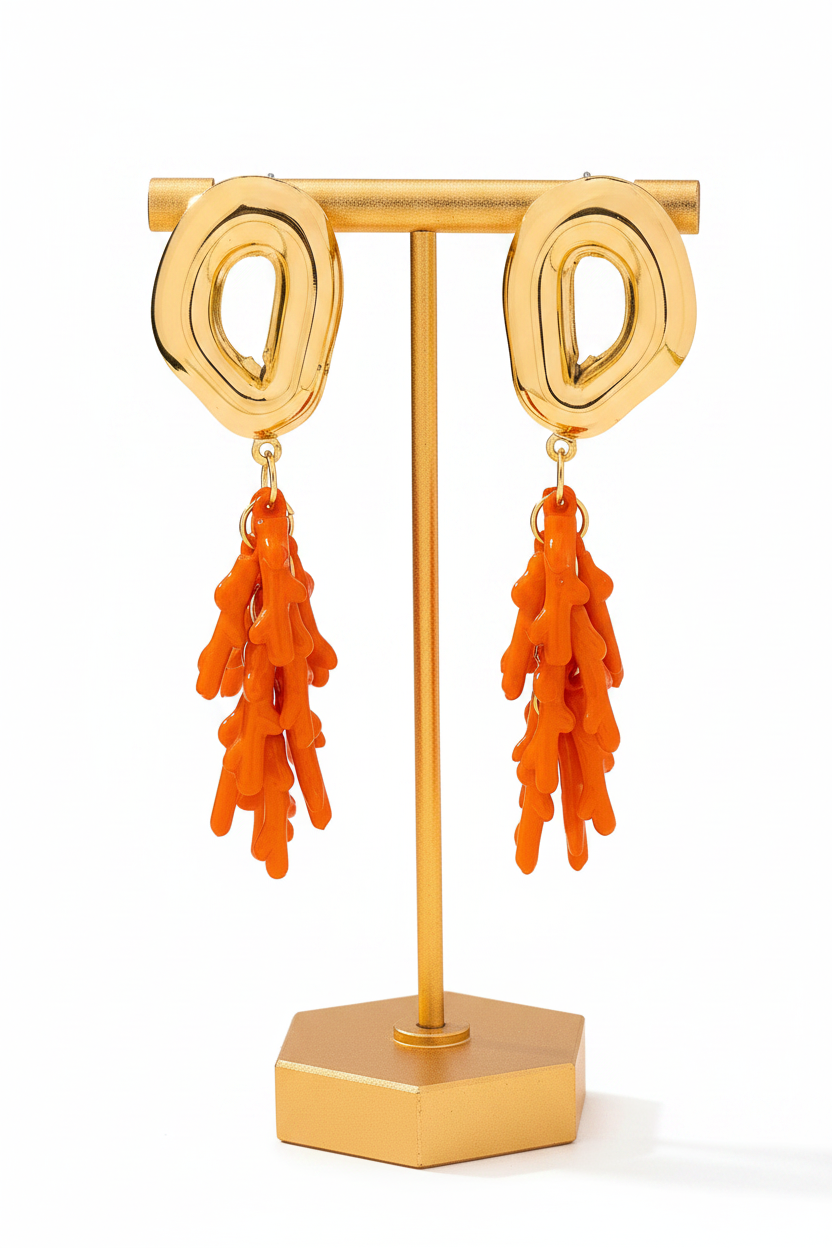 A Pair of Vertical Earrings with Ocean Vacation Elements