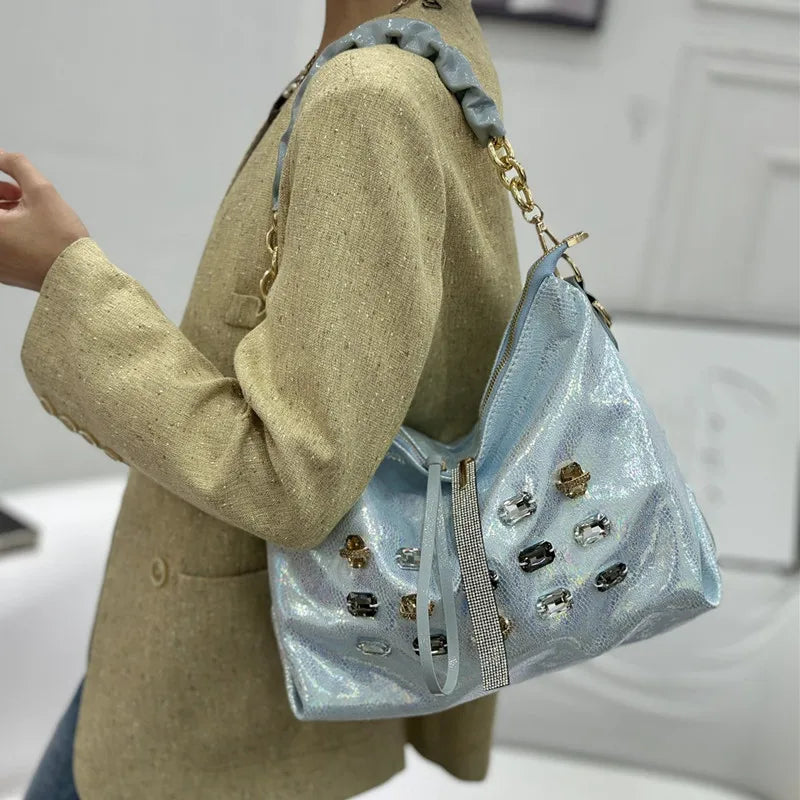 Diamond Genuine Leather Tote Bag for Women