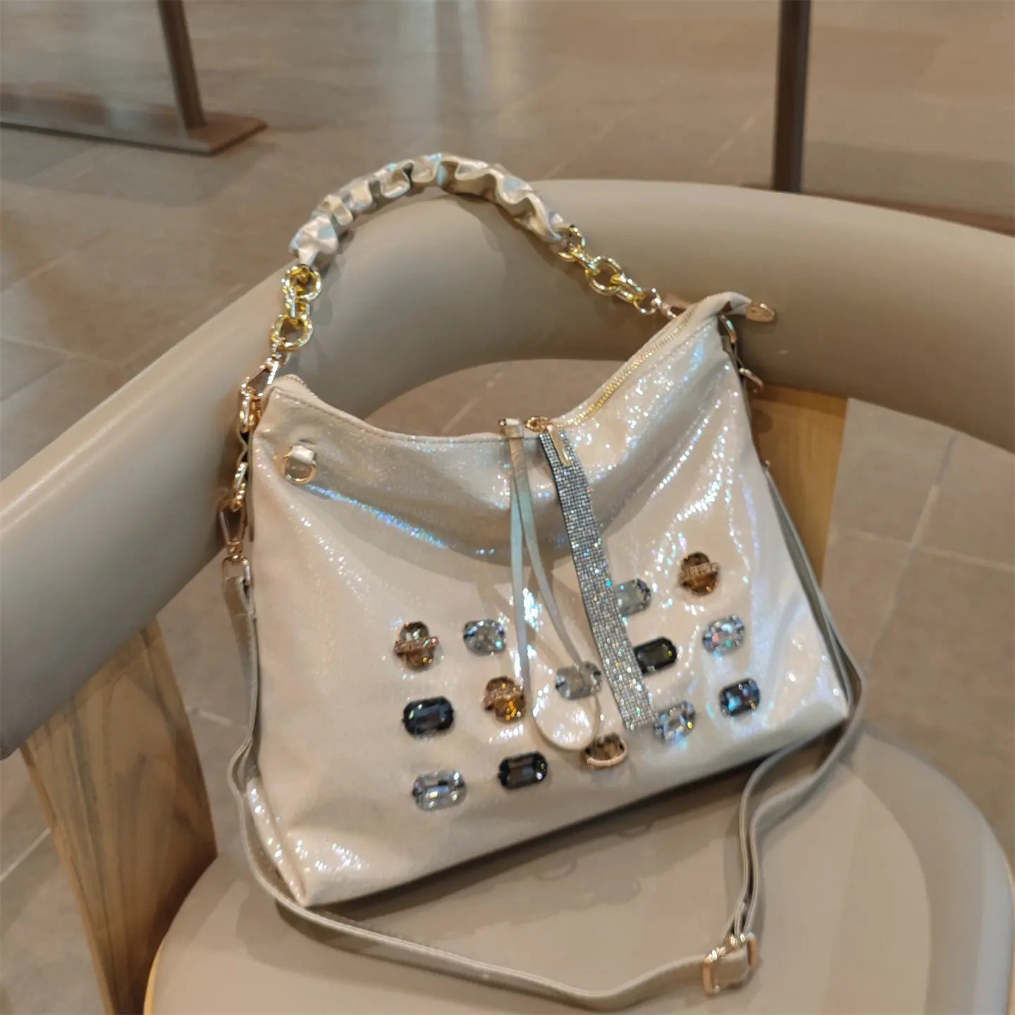Diamond Genuine Leather Tote Bag for Women