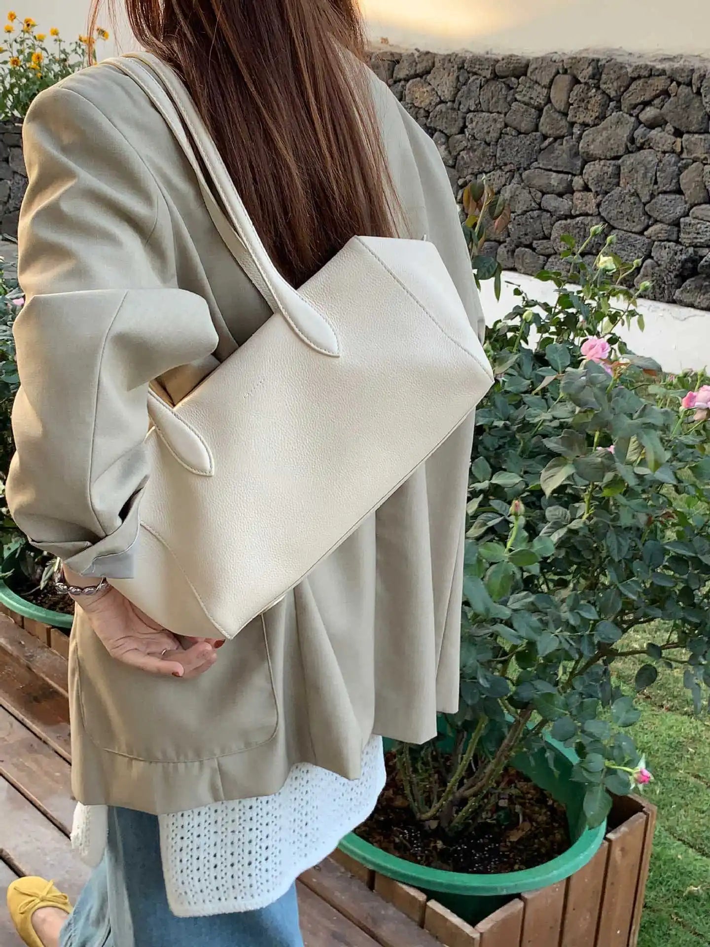 Genuine Leather Bowling Tote Bag