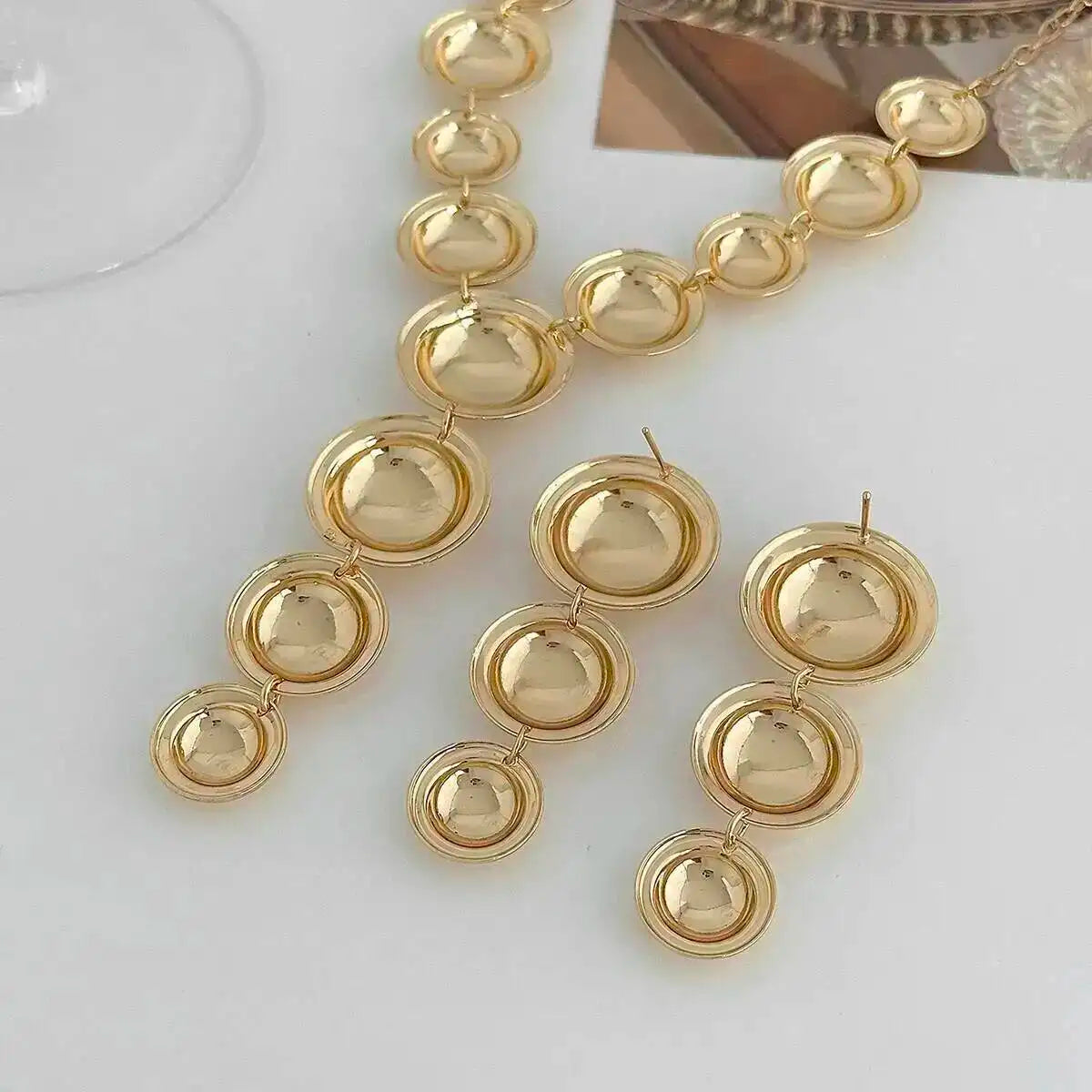 Y-Shaped Long Pendant Necklace Set