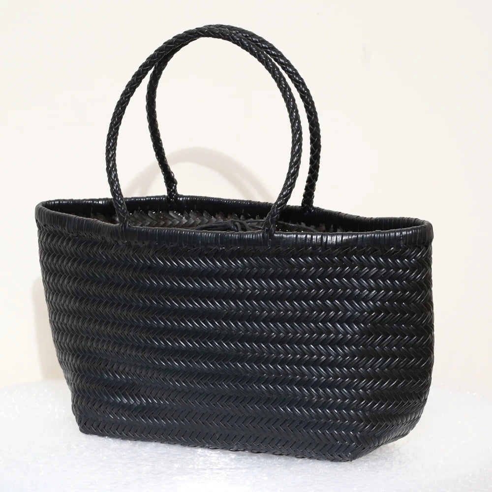 Genuine Leather Woven Tote Bag