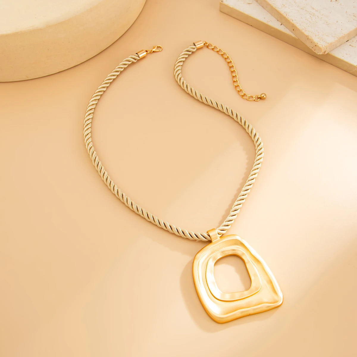 Geometric Square Pendant Necklace