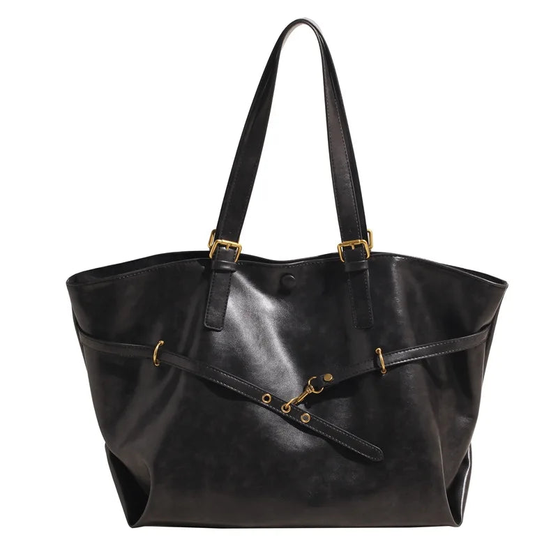 Retro Y2K PU Leather Tote Bag