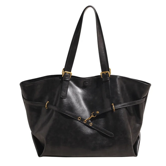 Retro Y2K PU Leather Tote Bag