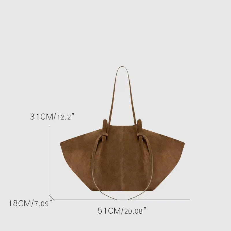 Suede Wing Tote Shoulder Bag