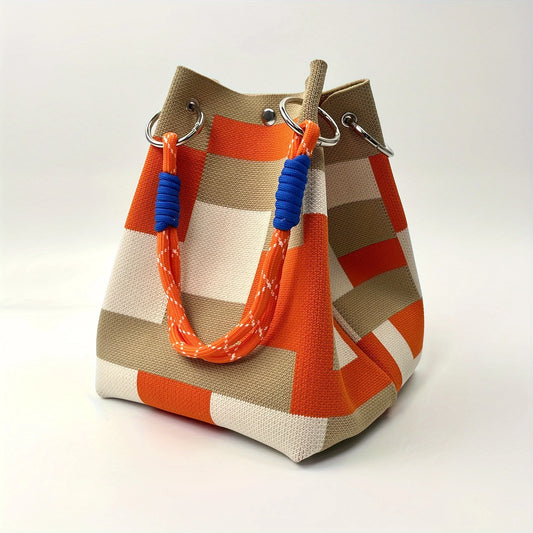 Multicolored Handbag with Buckle Closure Adjustable Shoulder Strap Spacious