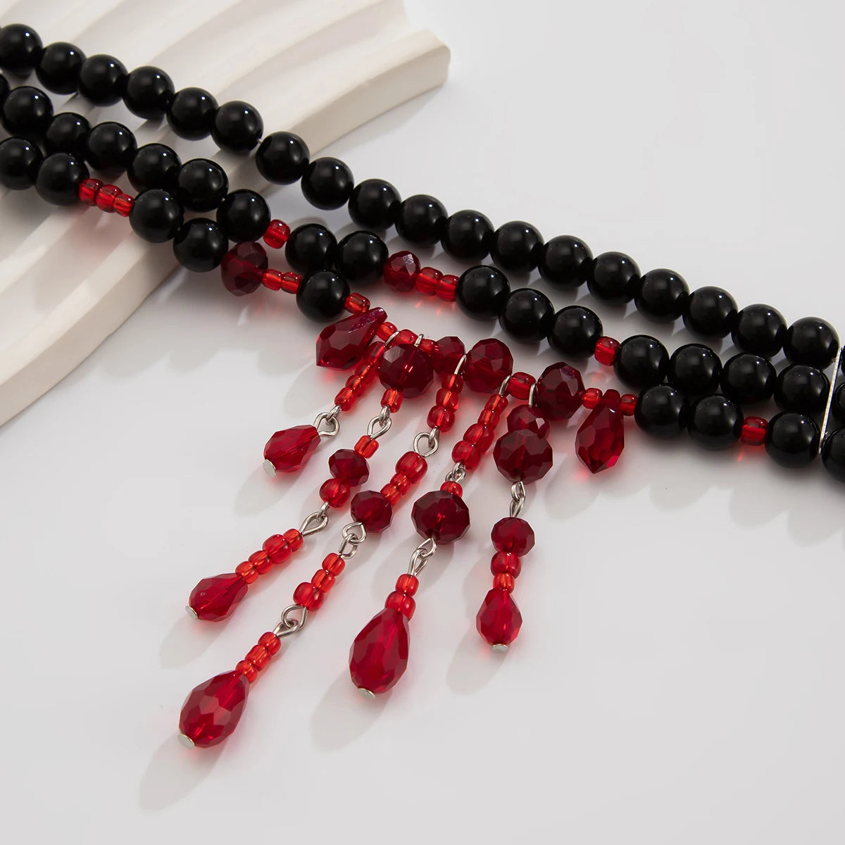 Gothic Pearl Tassel Choker Necklace