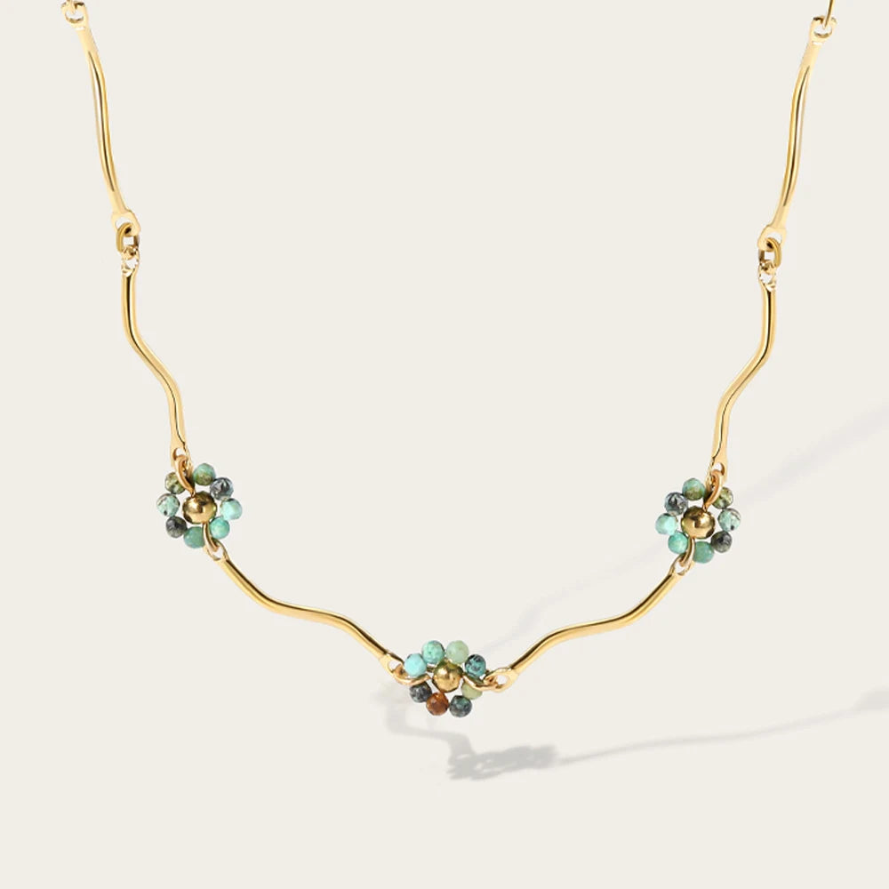 Acrylic & Stone Mixed Chain Necklace