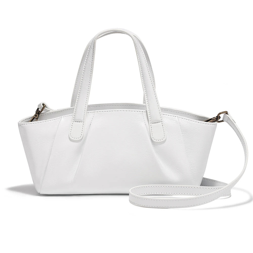 Zency Genuine Leather Ruched Crossbody Bag