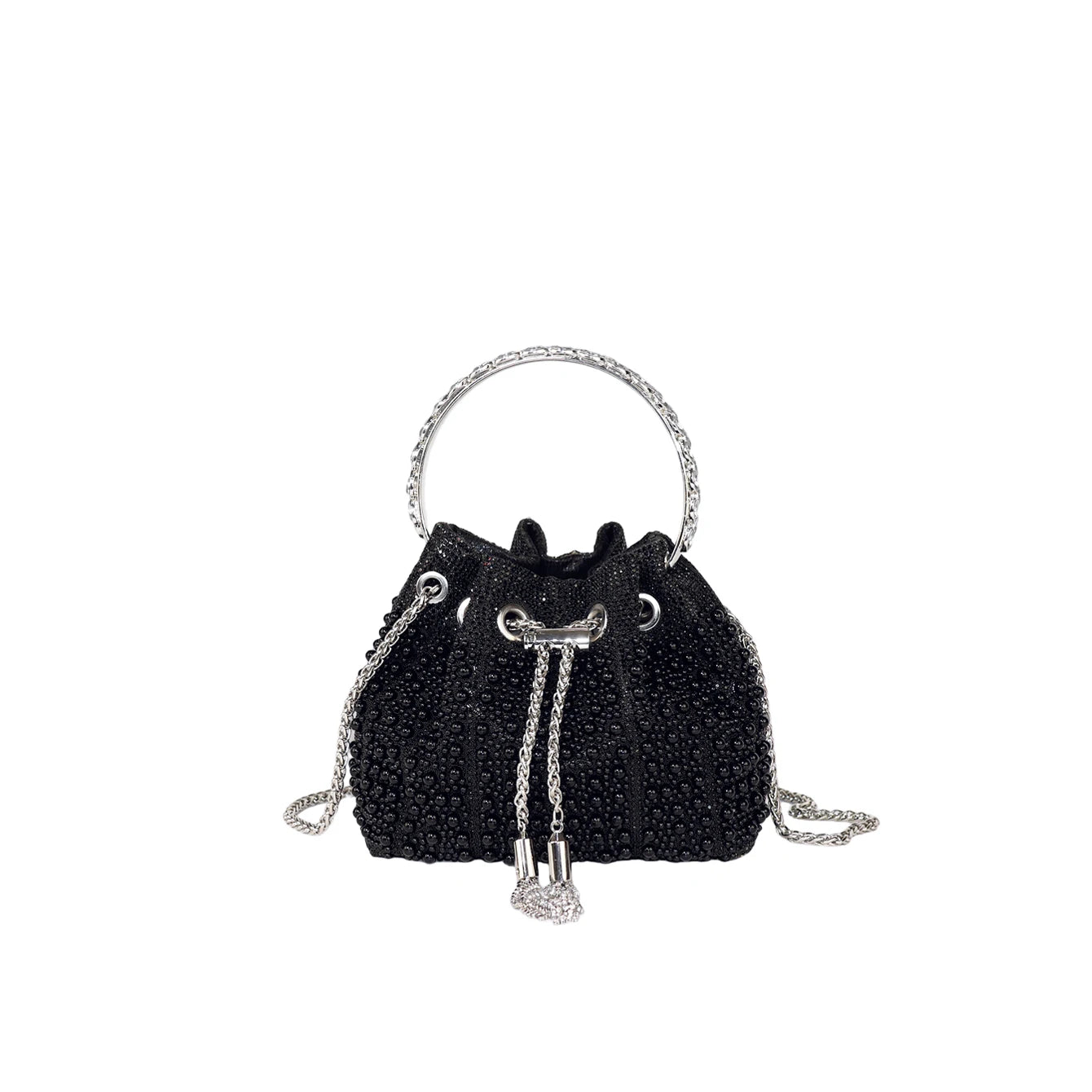 Multicolor Rhinestone Pearl Bucket Bag  luxury bags designers Ring Handle Drawstring Handle Evening Clutch For Wedding Party