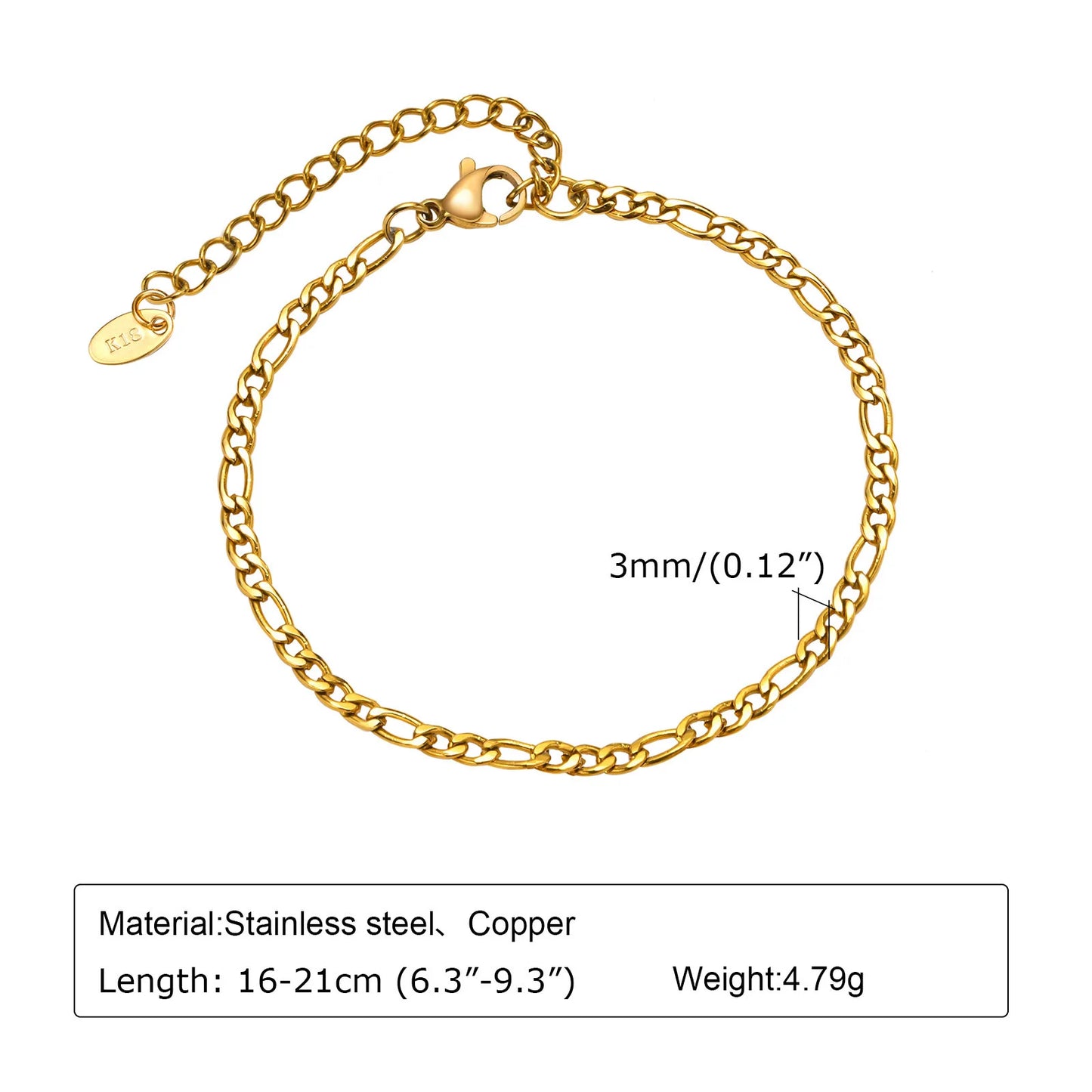 Non Tarnish Stainless Steel Bracelet Gold Plated Stackable, Thin