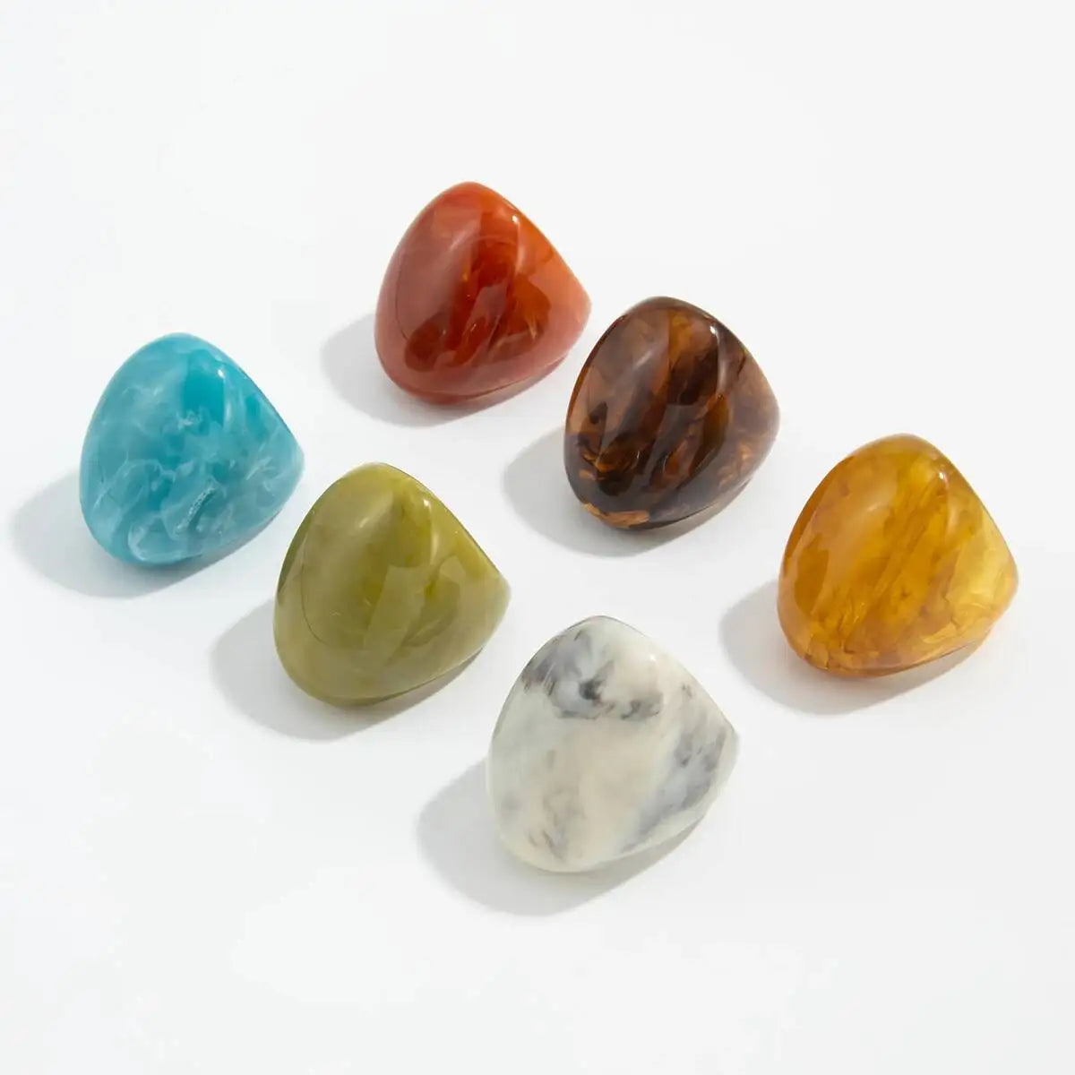6 Styles Boho Geometric Big Resin Ring
