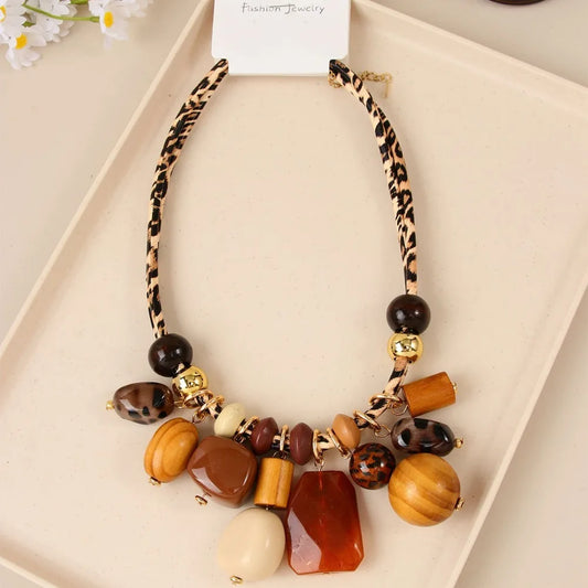 Leopard Resin Statement Necklace