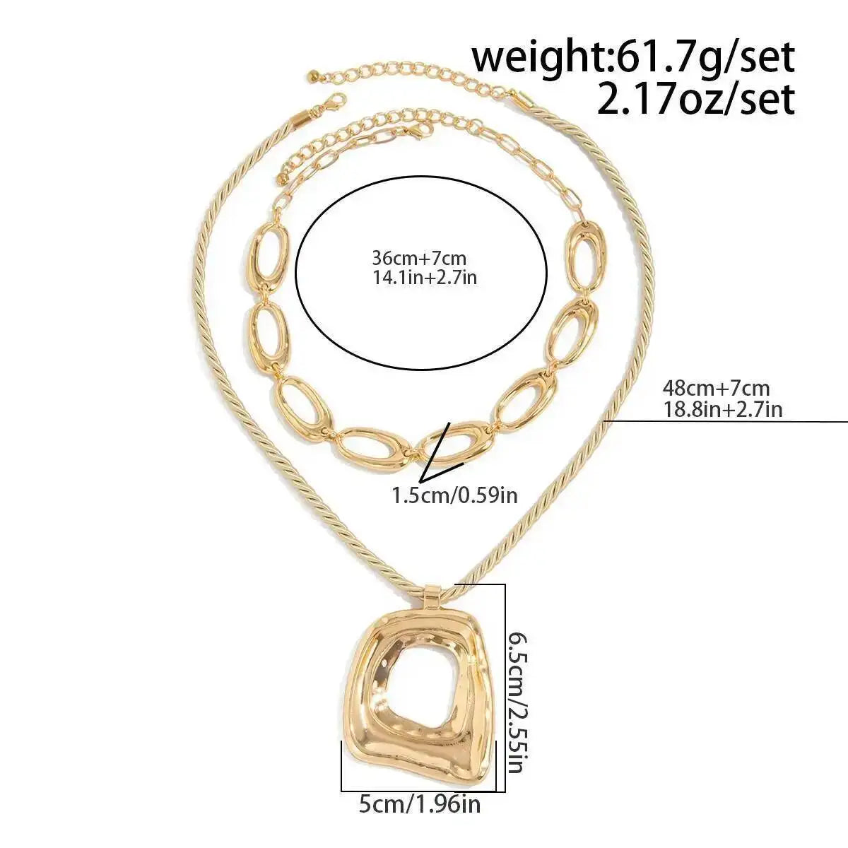 Geometric Square Necklace Set
