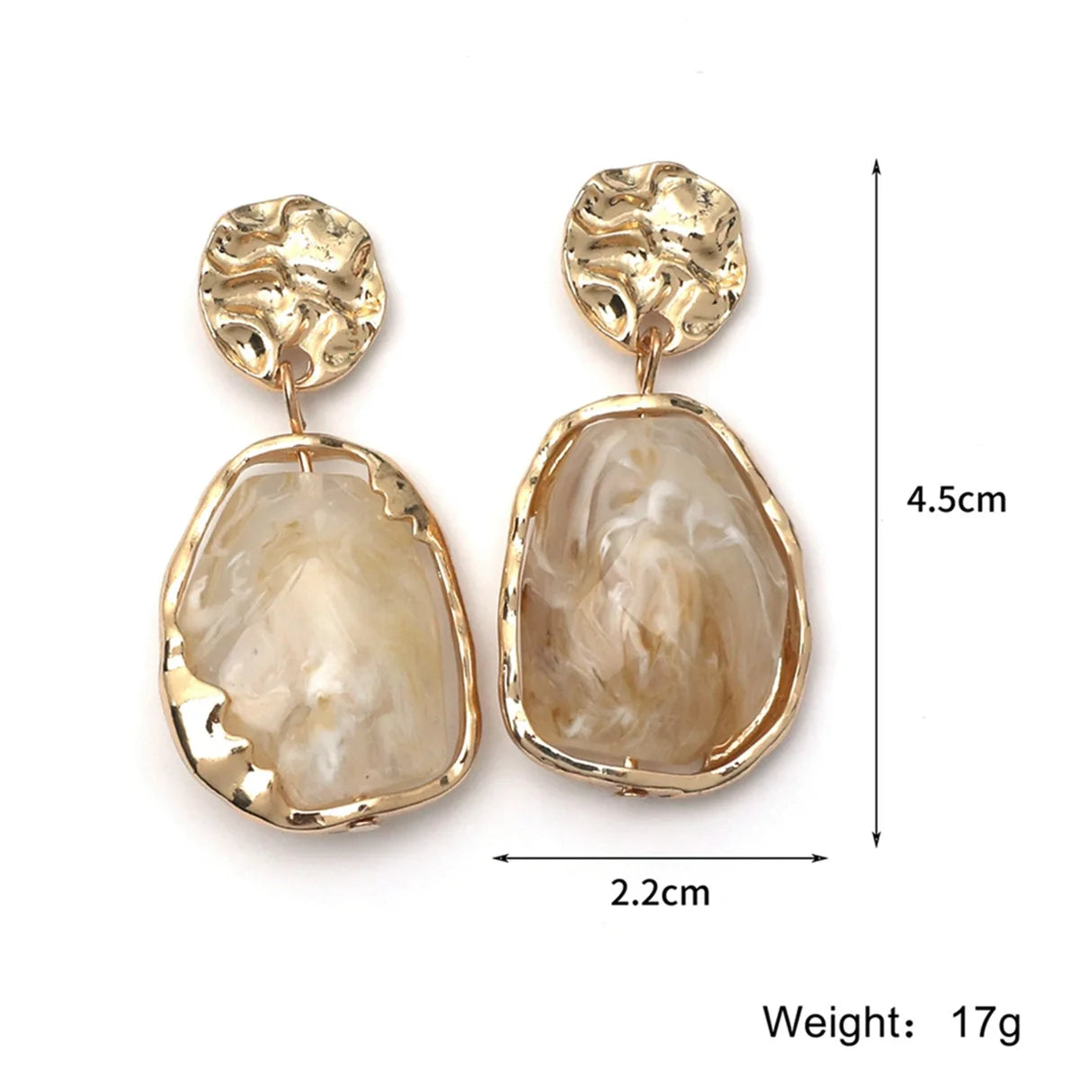 Irregular Geometric Resin Pendant Earrings for Women Ladies Temperament Vintage Metal Shell Drop Earrings Jewelry Accessories
